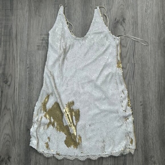 Free People Seeing Double Reversible Sequin Dress Sleeveless Mini Size S Small - Picture 1 of 10
